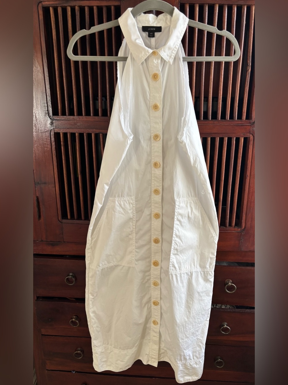 J. Crew White Halter Button-Down Dress